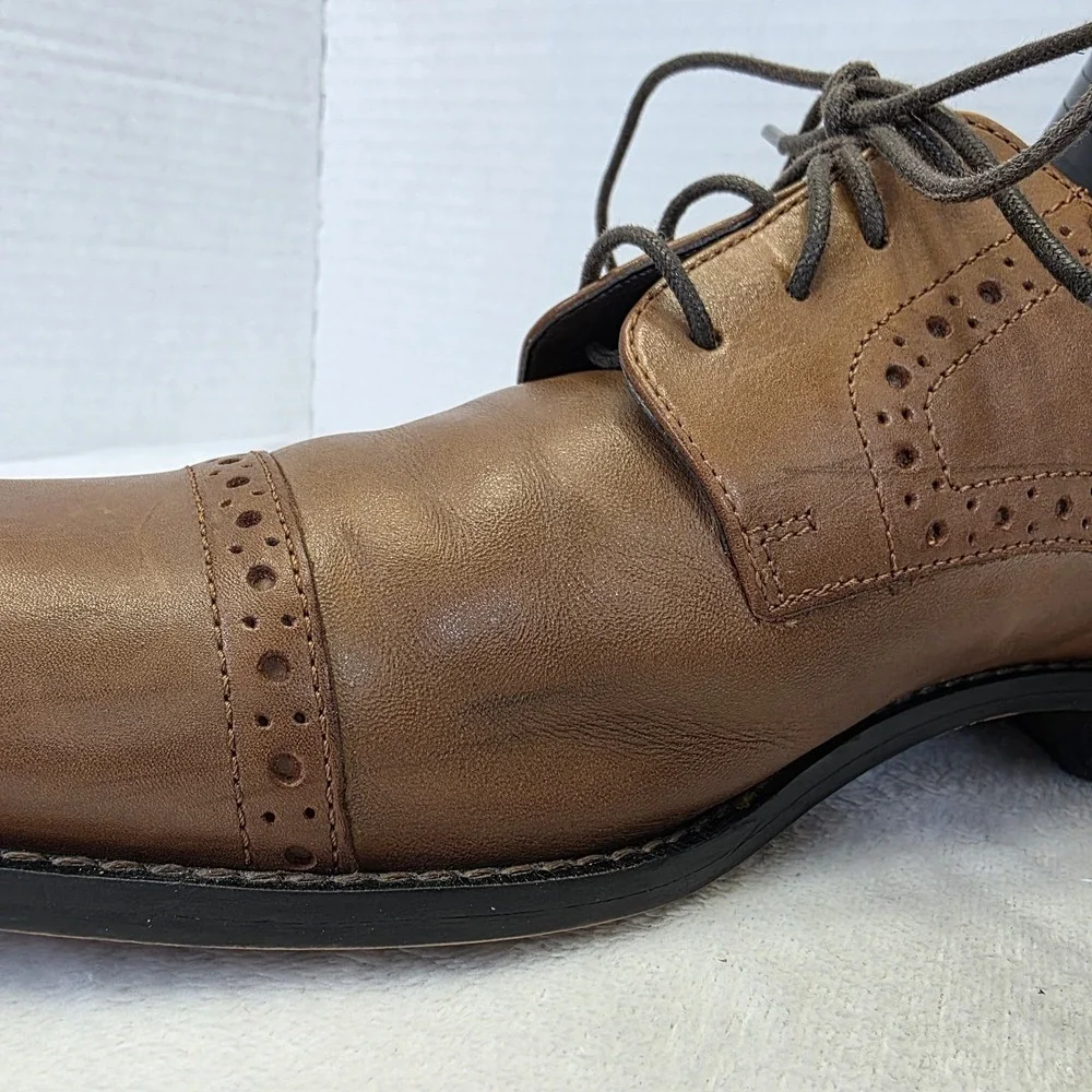Stacy Adams Mens Brown Leather Cap Toe‎ Oxford Dress Shoes Size 9.5 M 24858